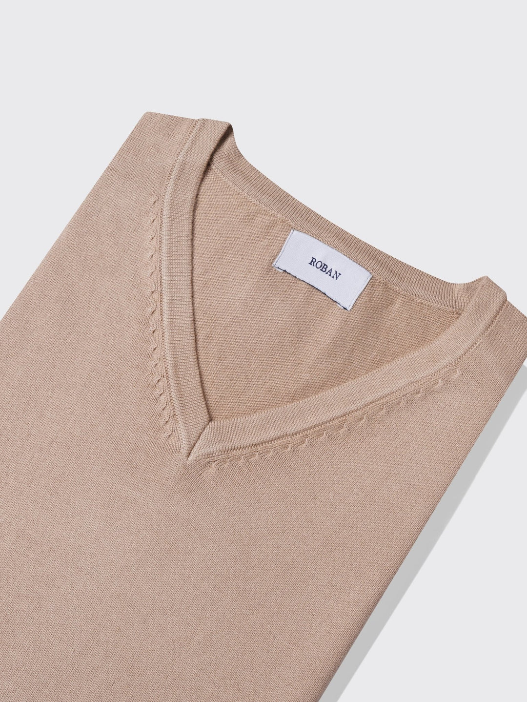 Cotton knitted V - neck Pullover - Roban