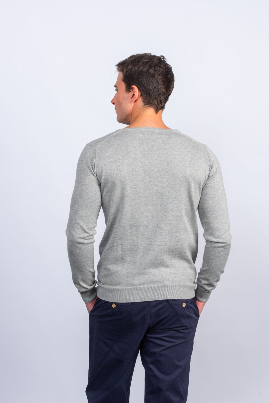 Cotton knitted V - neck Pullover - Roban