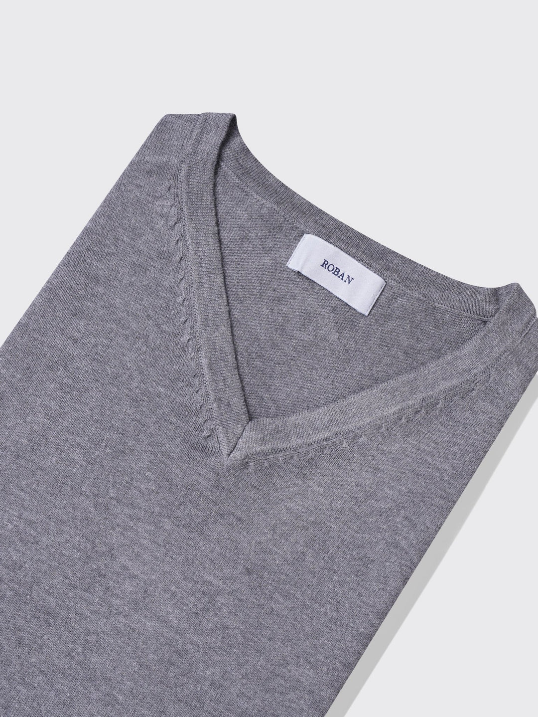 Cotton knitted V - neck Pullover - Roban