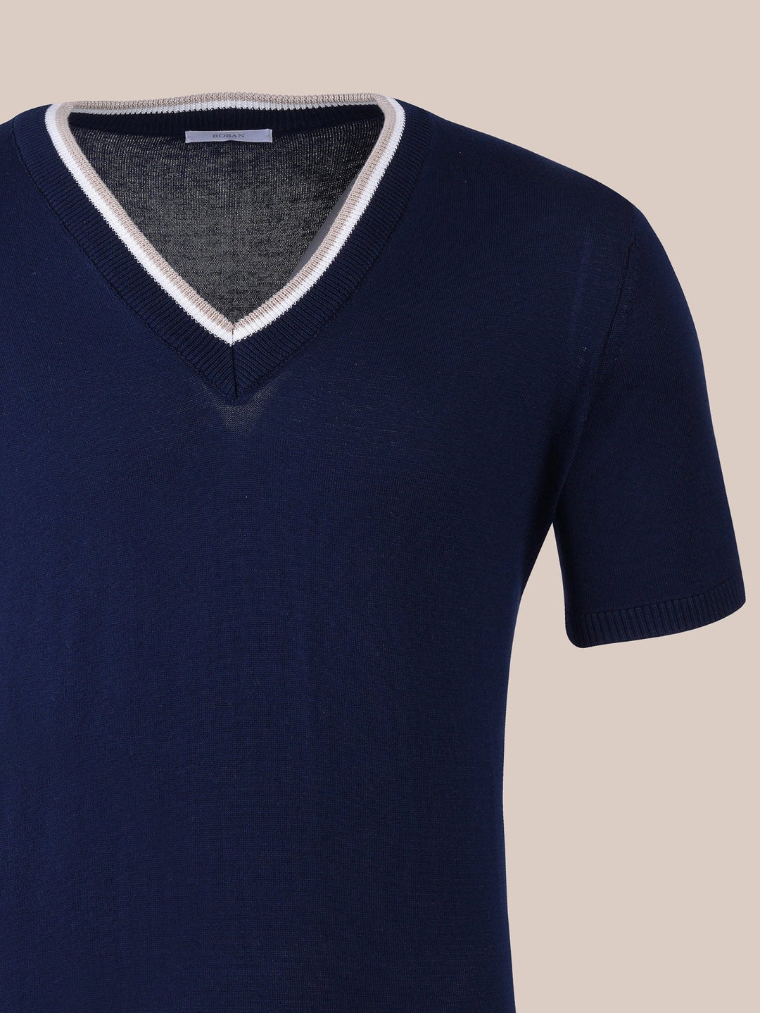 COTTON KNITTED V - NECK T - SHIRT - Roban