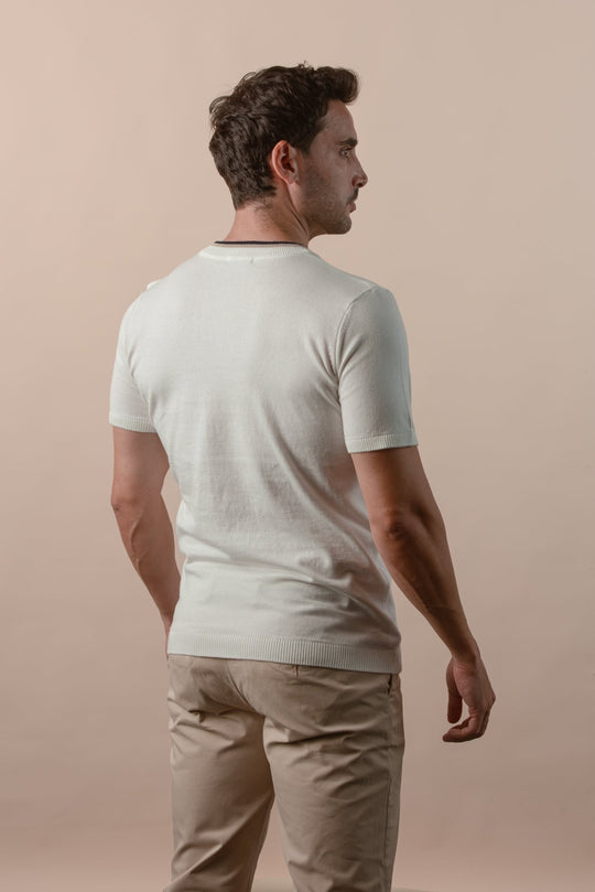 COTTON KNITTED V - NECK T - SHIRT - Roban