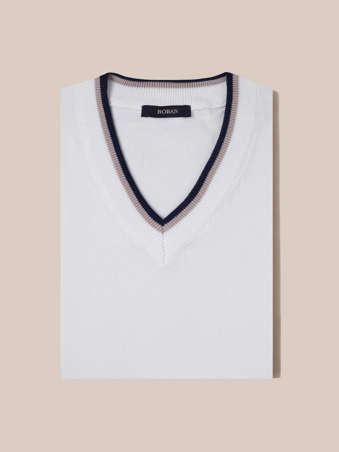 COTTON KNITTED V - NECK T - SHIRT - Roban