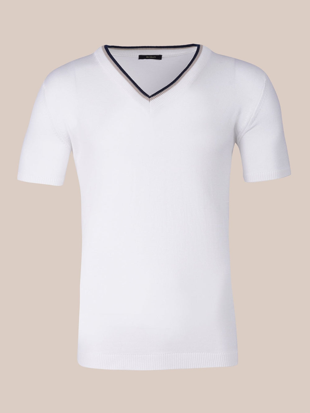COTTON KNITTED V - NECK T - SHIRT - Roban