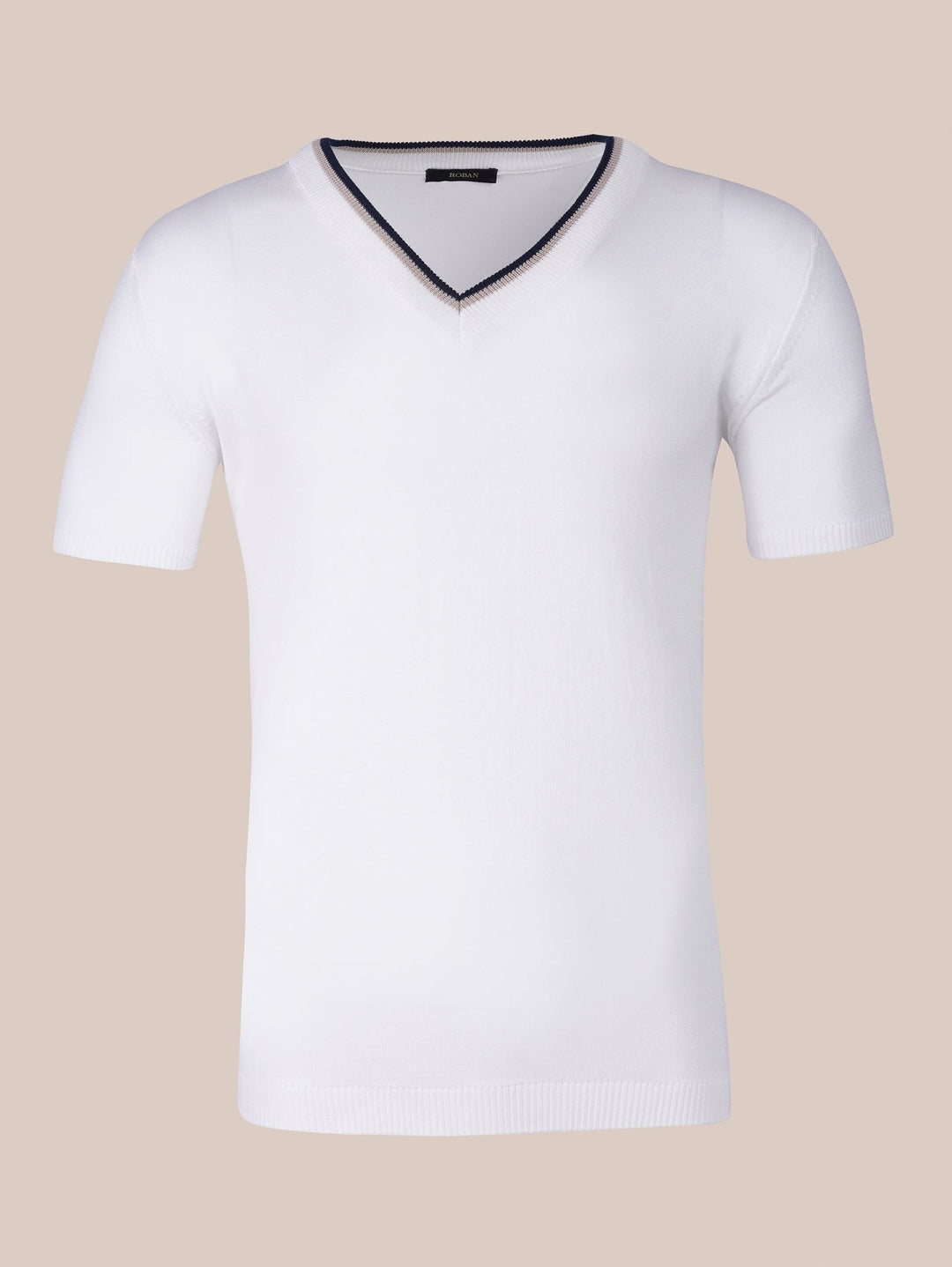 COTTON KNITTED V - NECK T - SHIRT - Roban