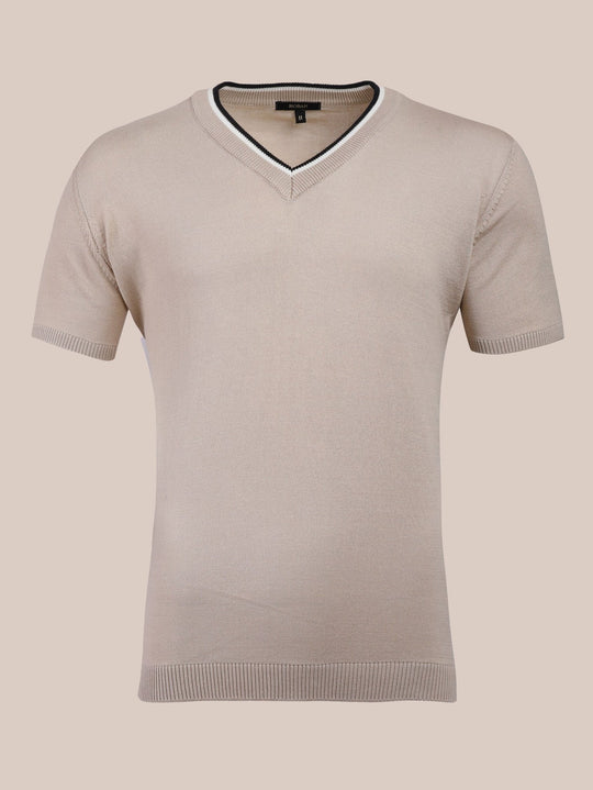 COTTON KNITTED V - NECK T - SHIRT - Roban