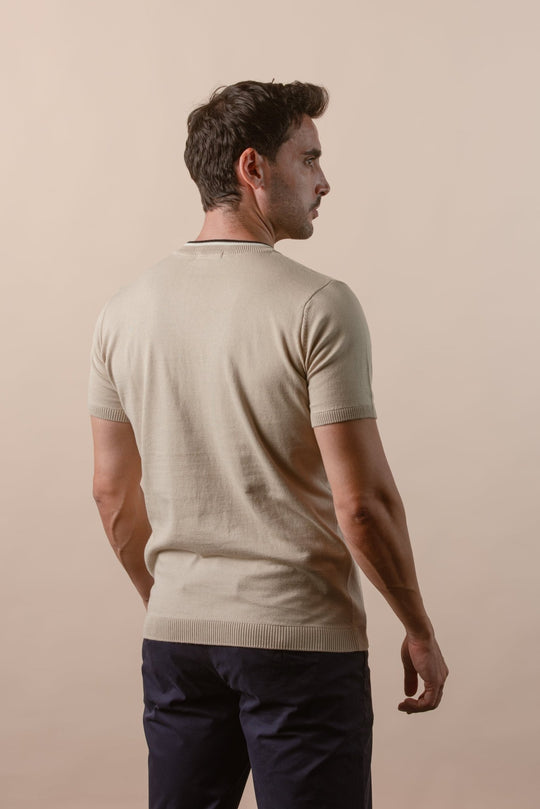 COTTON KNITTED V - NECK T - SHIRT - Roban
