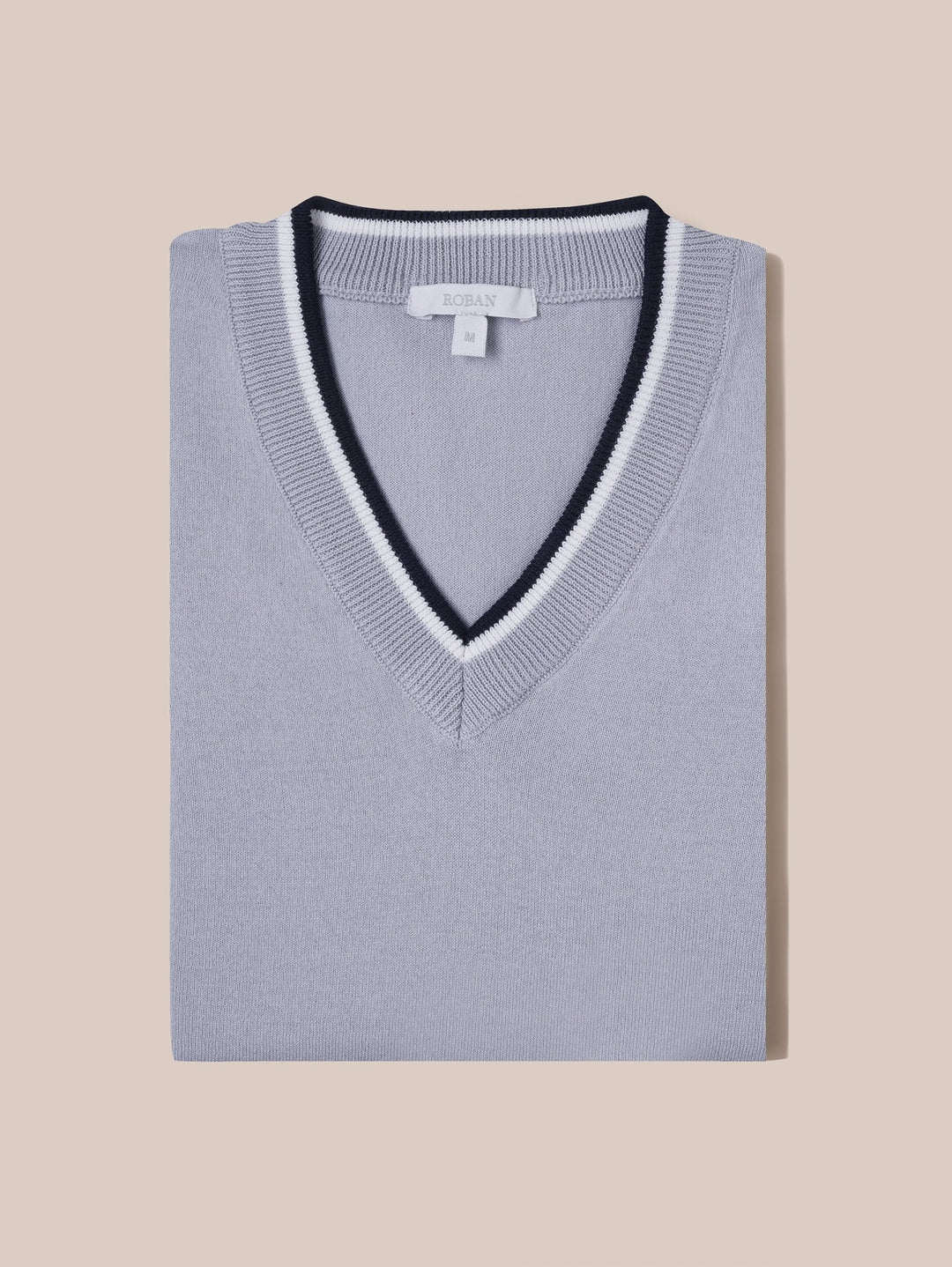COTTON KNITTED V - NECK T - SHIRT - Roban