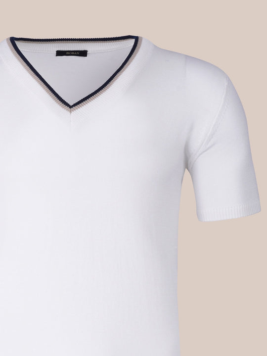 COTTON KNITTED V - NECK T - SHIRT - Roban