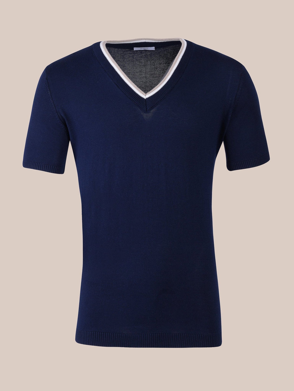 COTTON KNITTED V - NECK T - SHIRT - Roban