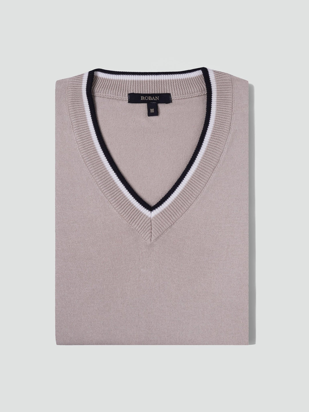 COTTON KNITTED V - NECK T - SHIRT - Roban