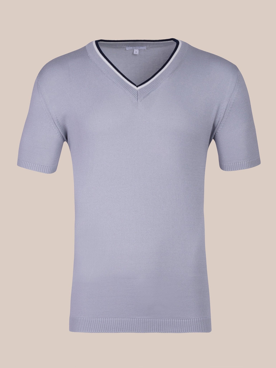 COTTON KNITTED V - NECK T - SHIRT - Roban