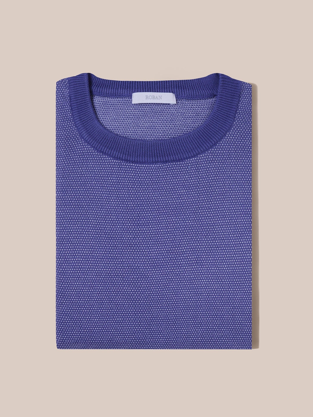 COTTON MELANGE KNITTED CREWNECK T - SHIRT - Roban