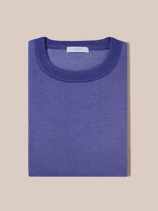 COTTON MELANGE KNITTED CREWNECK T - SHIRT - Roban