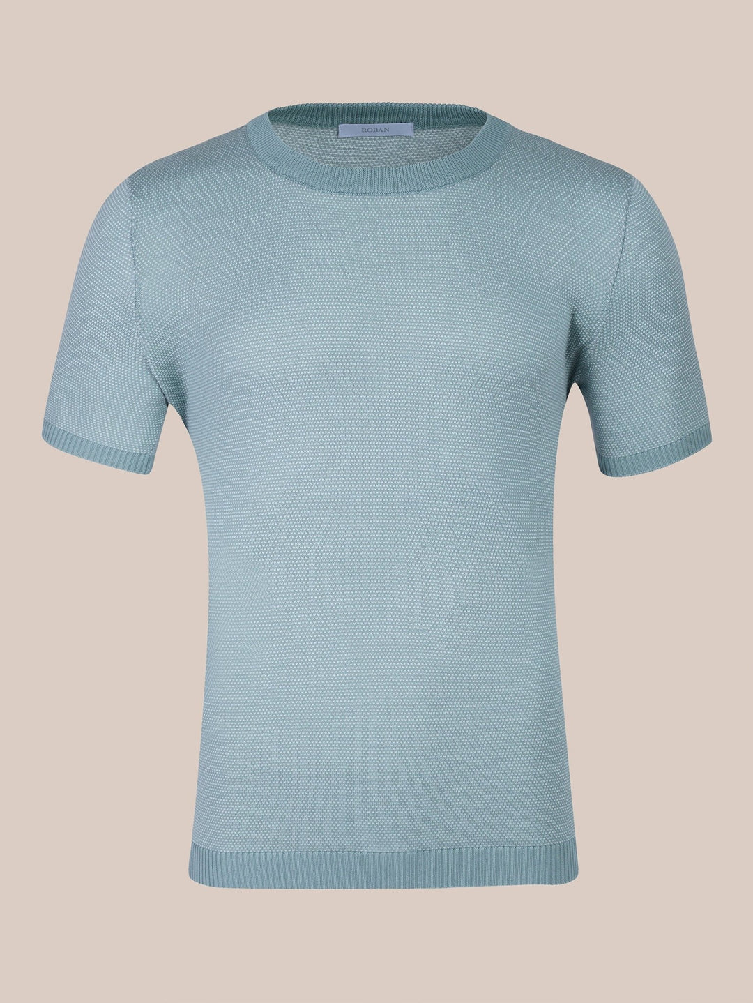 COTTON MELANGE KNITTED CREWNECK T - SHIRT - Roban