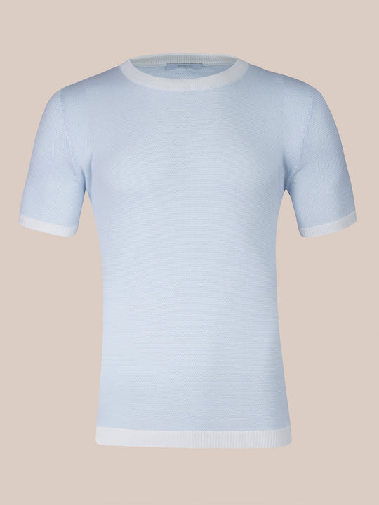 COTTON MELANGE KNITTED CREWNECK T - SHIRT - Roban