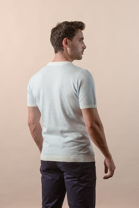 COTTON MELANGE KNITTED CREWNECK T - SHIRT - Roban