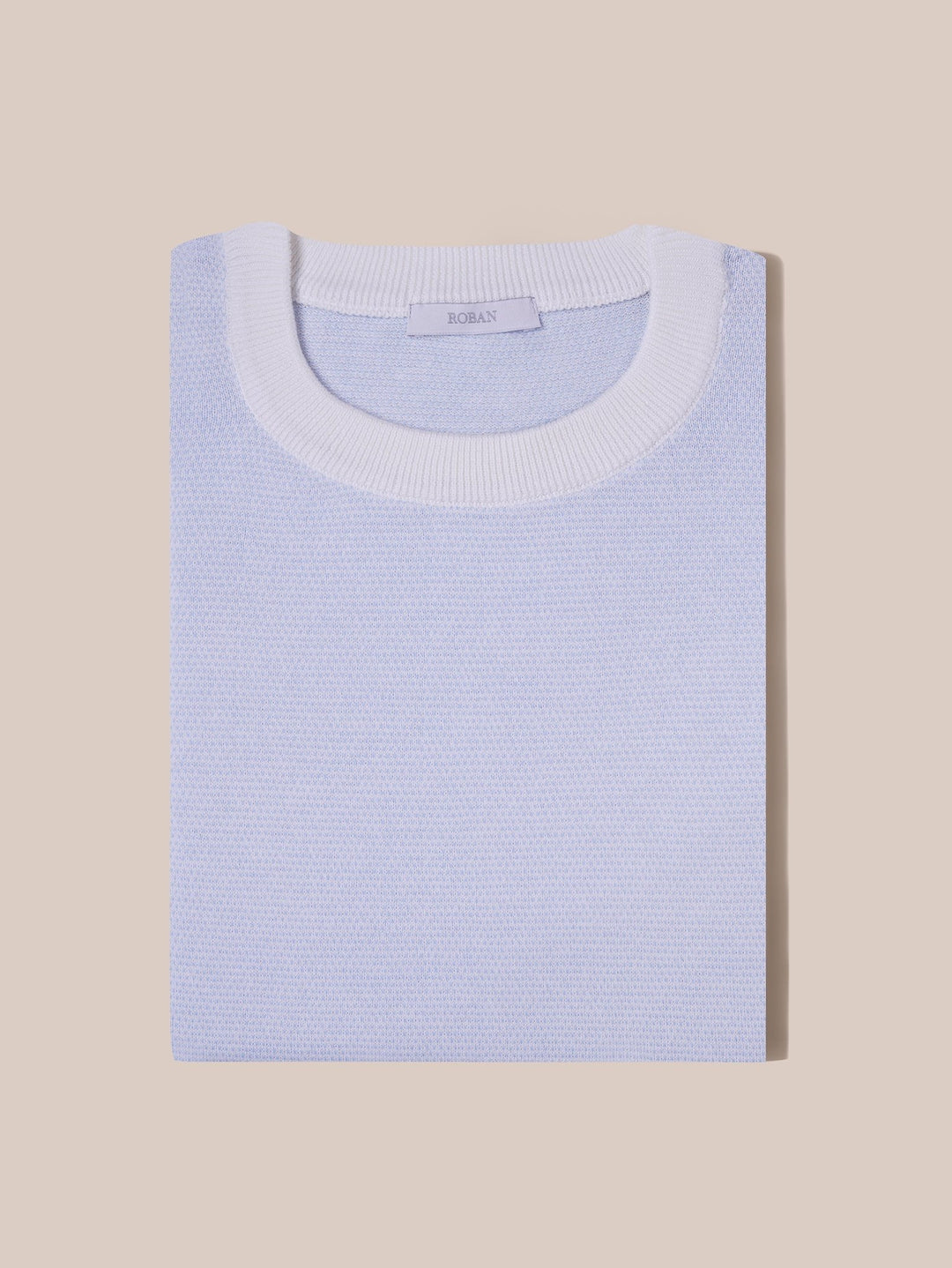 COTTON MELANGE KNITTED CREWNECK T - SHIRT - Roban