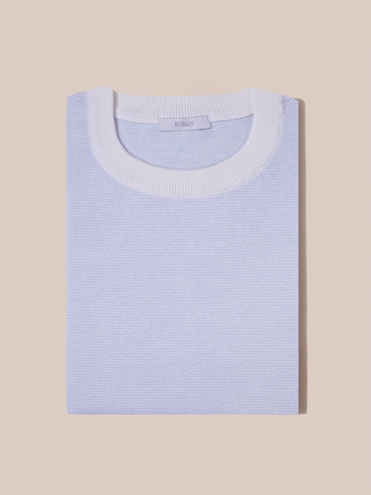 COTTON MELANGE KNITTED CREWNECK T - SHIRT - Roban