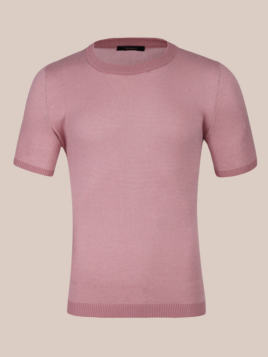 COTTON MELANGE KNITTED CREWNECK T - SHIRT - Roban