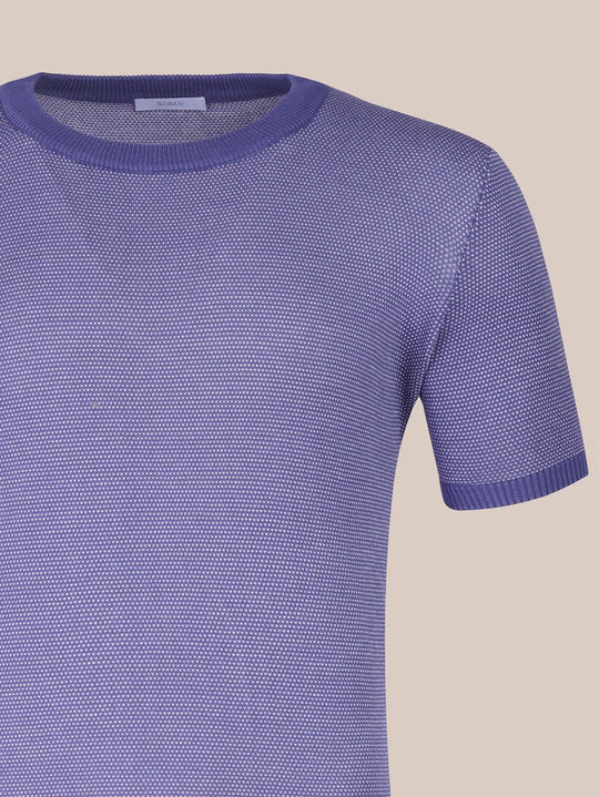 COTTON MELANGE KNITTED CREWNECK T - SHIRT - Roban