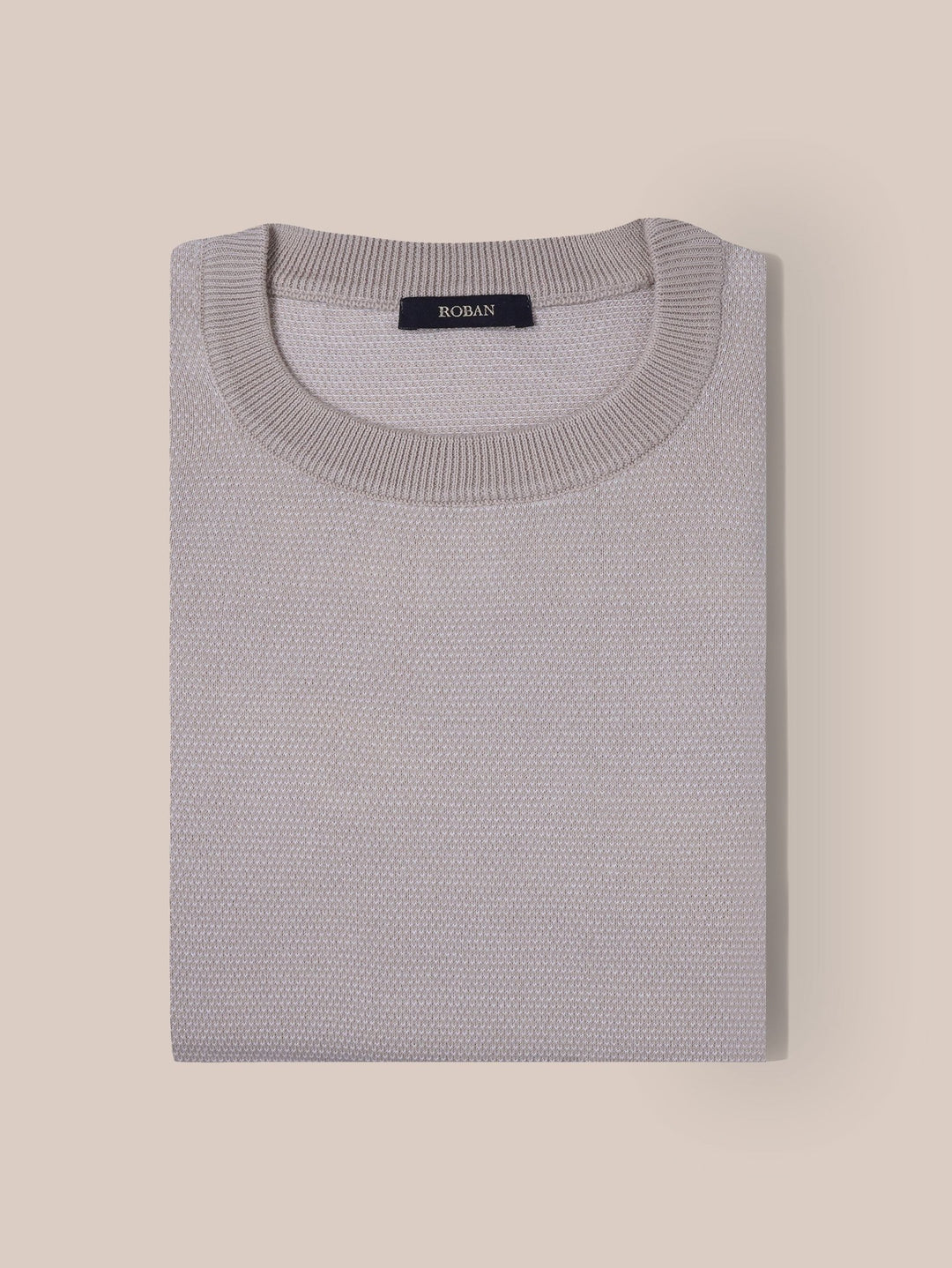 COTTON MELANGE KNITTED CREWNECK T - SHIRT - Roban