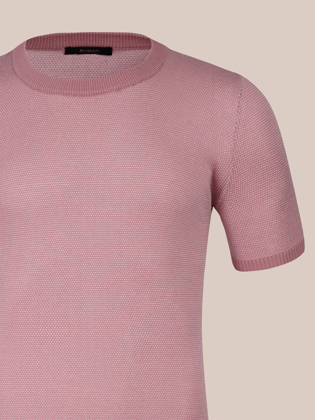 COTTON MELANGE KNITTED CREWNECK T - SHIRT - Roban