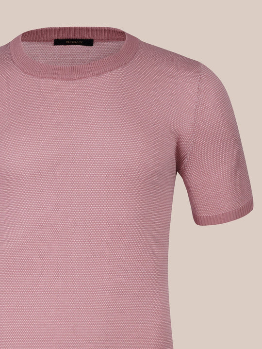 COTTON MELANGE KNITTED CREWNECK T - SHIRT - Roban