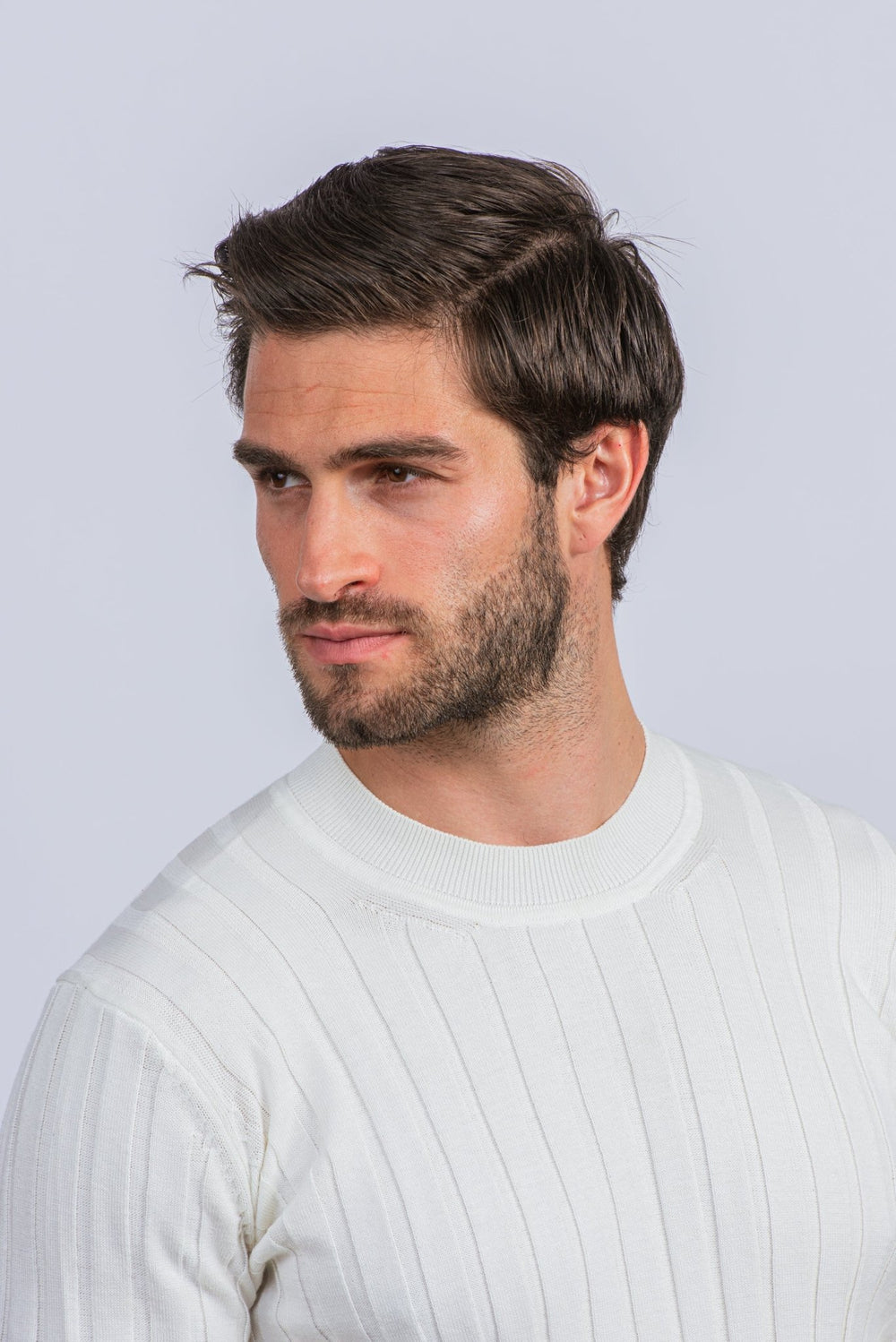 Cotton Ribbed knitted crewneck Pullover - Roban