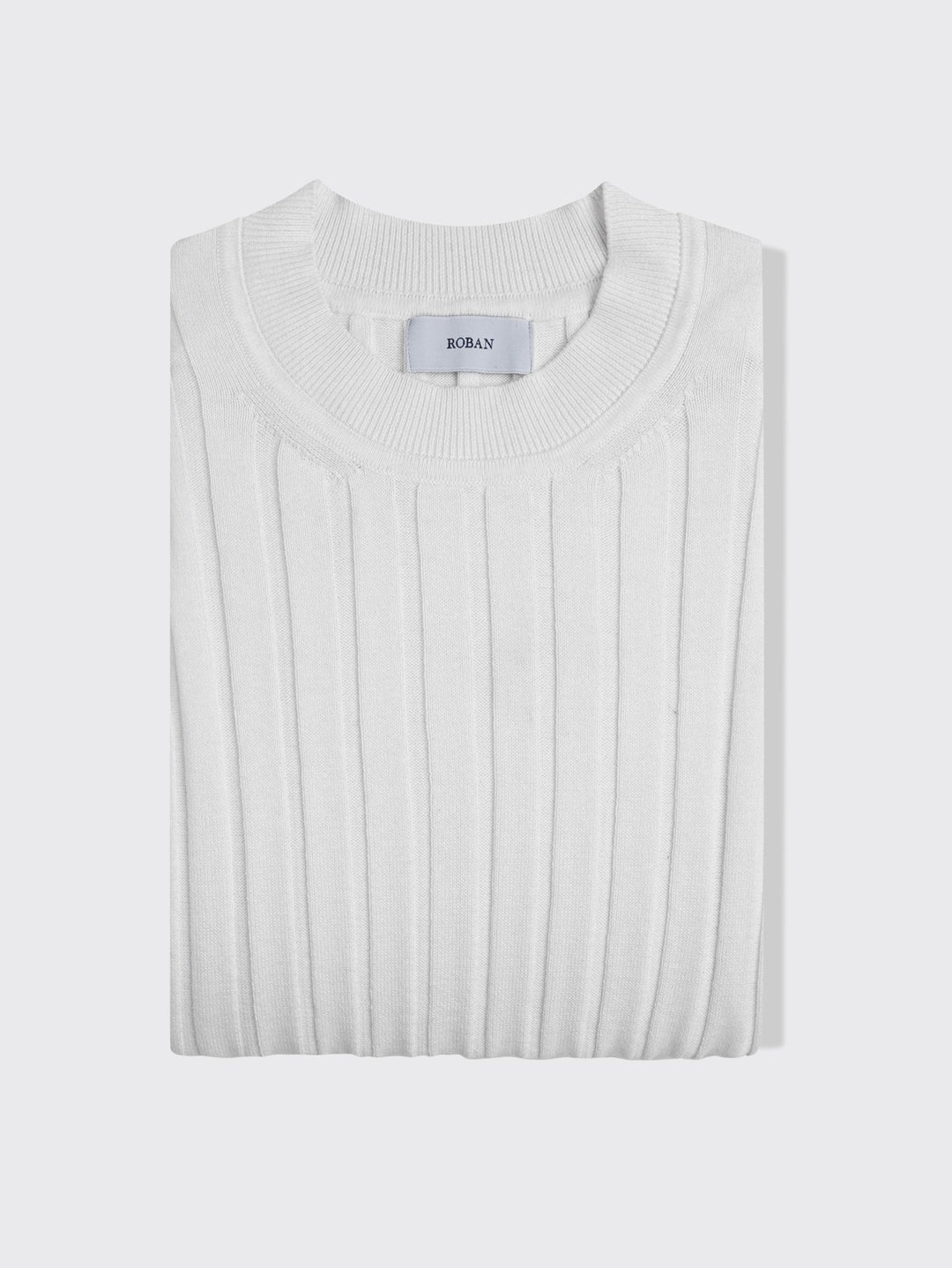 Cotton Ribbed knitted crewneck Pullover - Roban
