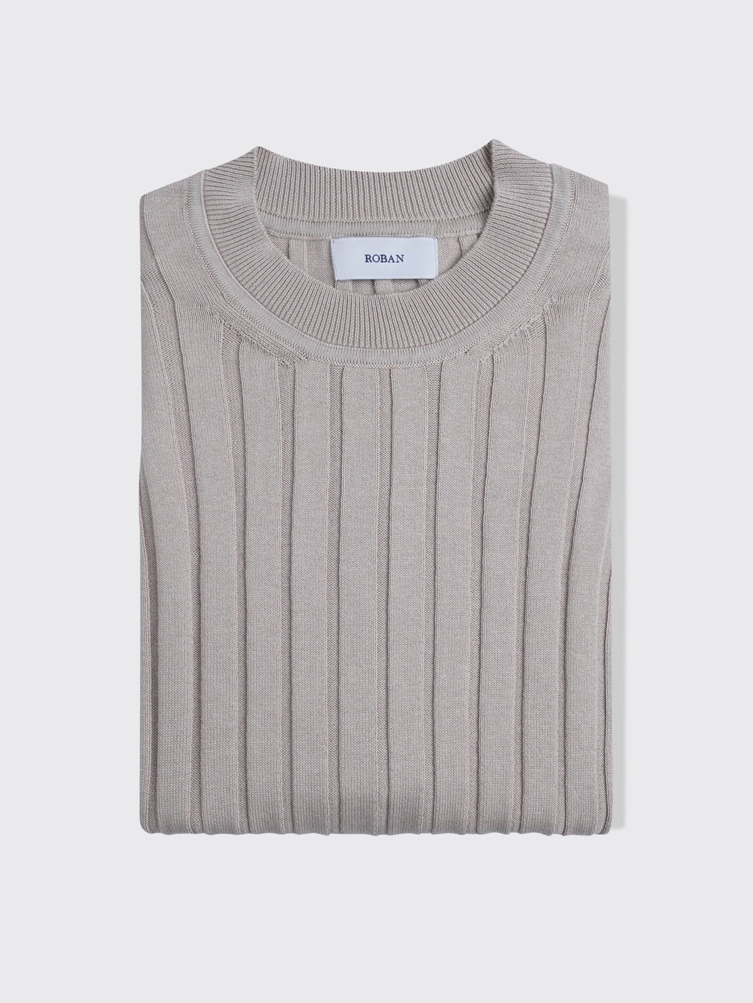 Cotton Ribbed knitted crewneck Pullover - Roban