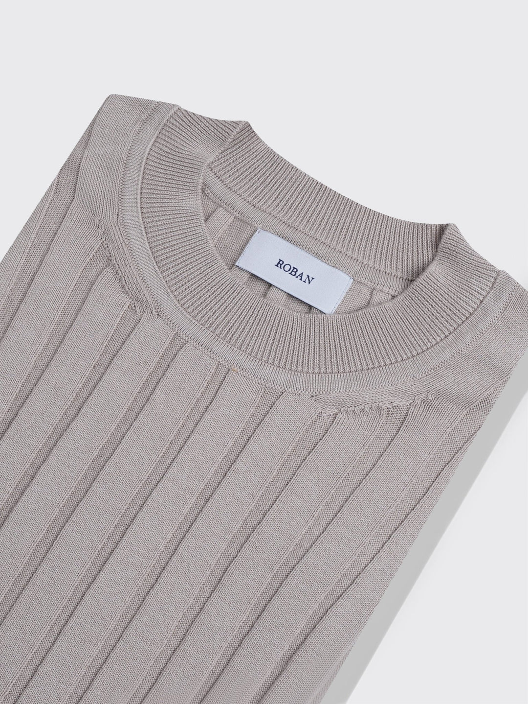 Cotton Ribbed knitted crewneck Pullover - Roban