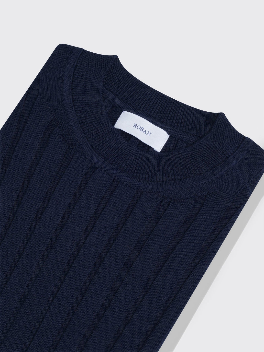 Cotton Ribbed knitted crewneck Pullover - Roban