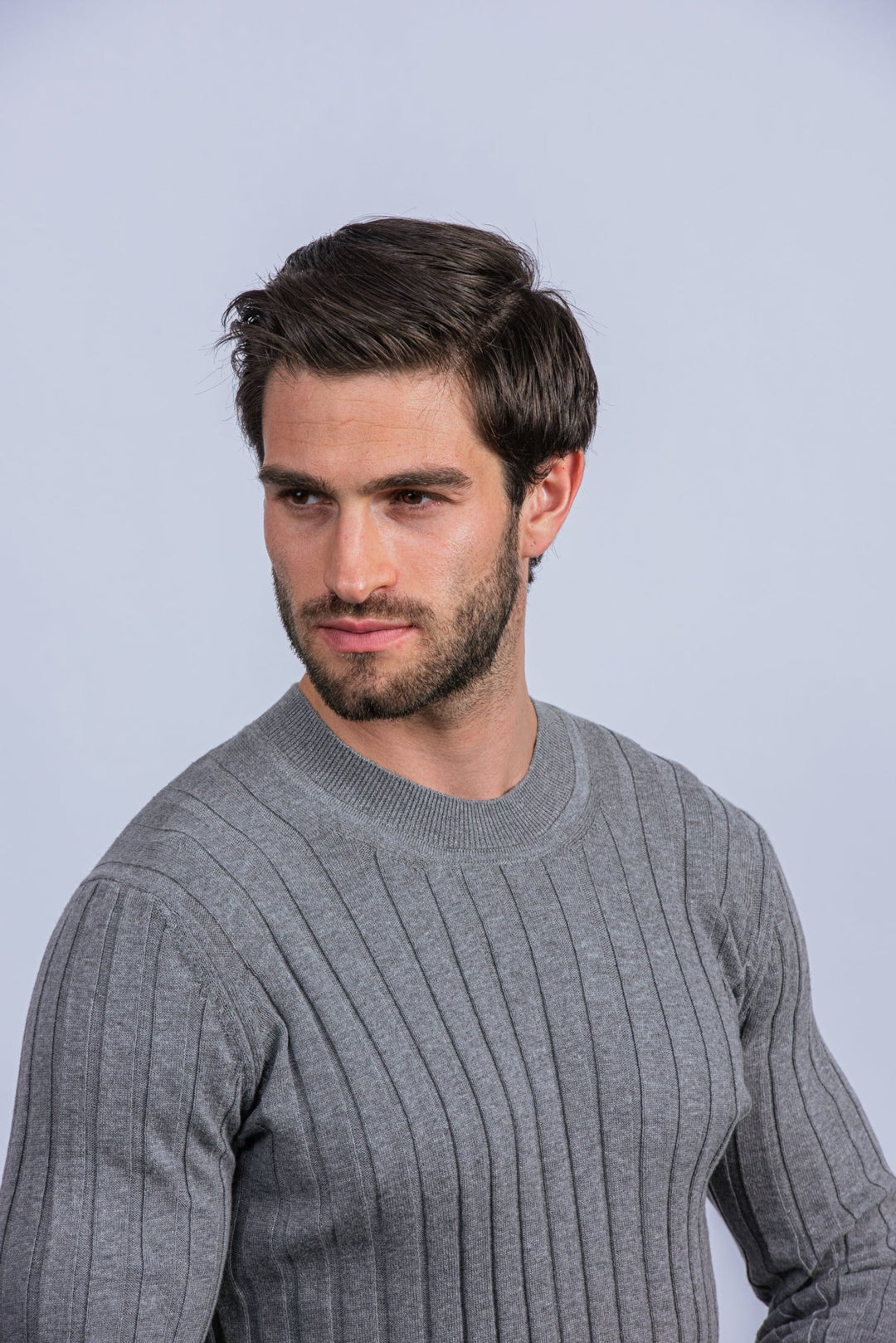 Cotton Ribbed knitted crewneck Pullover - Roban
