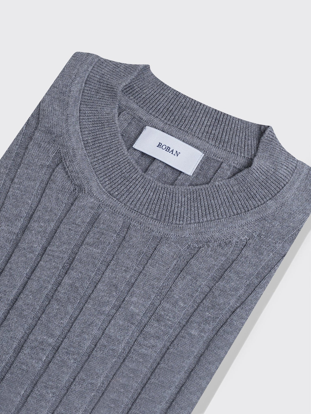 Cotton Ribbed knitted crewneck Pullover - Roban