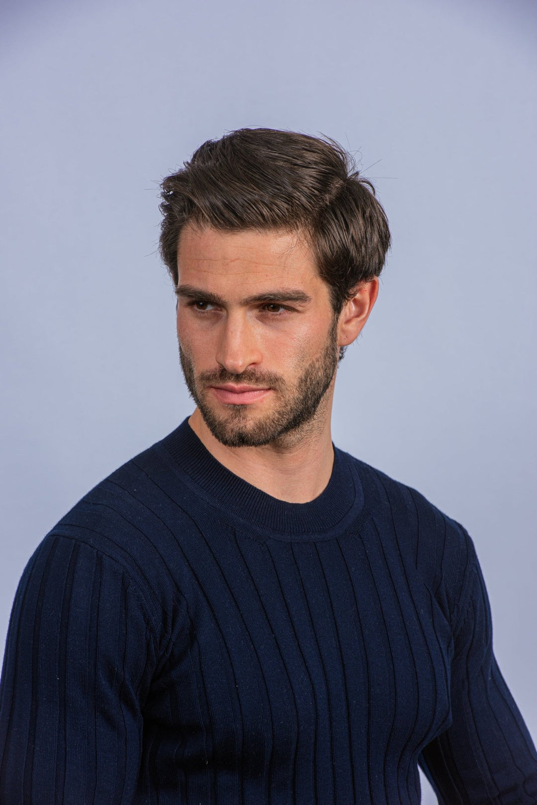 Cotton Ribbed knitted crewneck Pullover - Roban