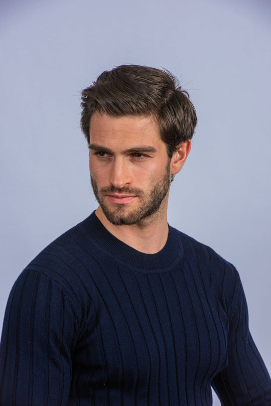 Cotton Ribbed knitted crewneck Pullover - Roban