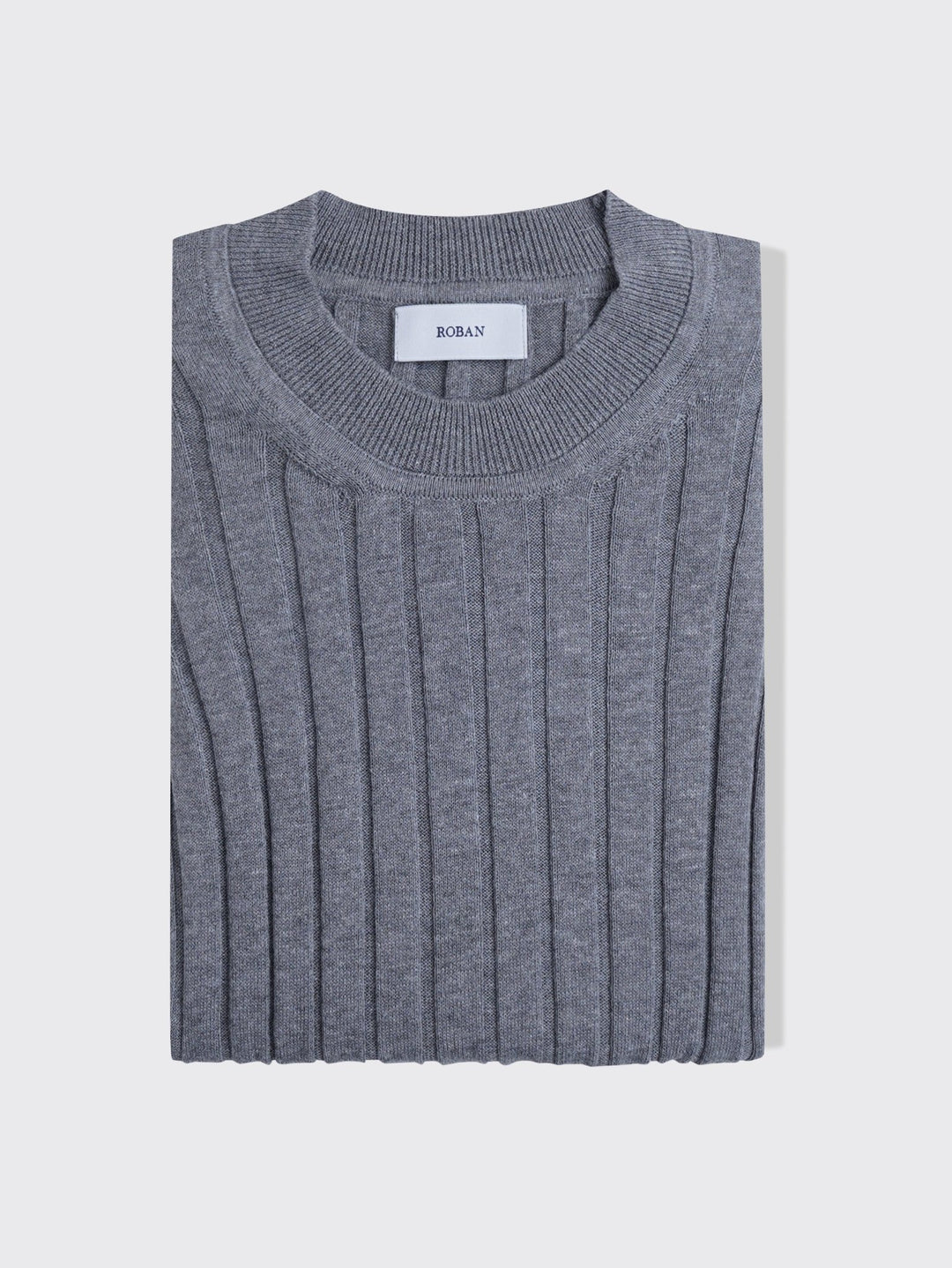 Cotton Ribbed knitted crewneck Pullover - Roban