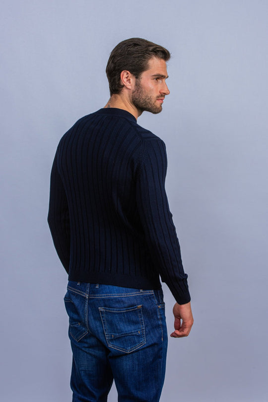Cotton Ribbed knitted crewneck Pullover - Roban