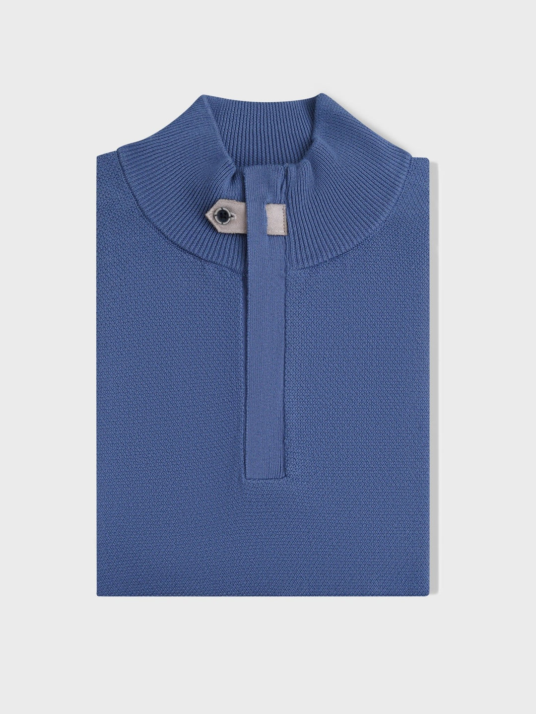 Cotton Ribbed knitted Zip Turtle - neck Pullover - Roban