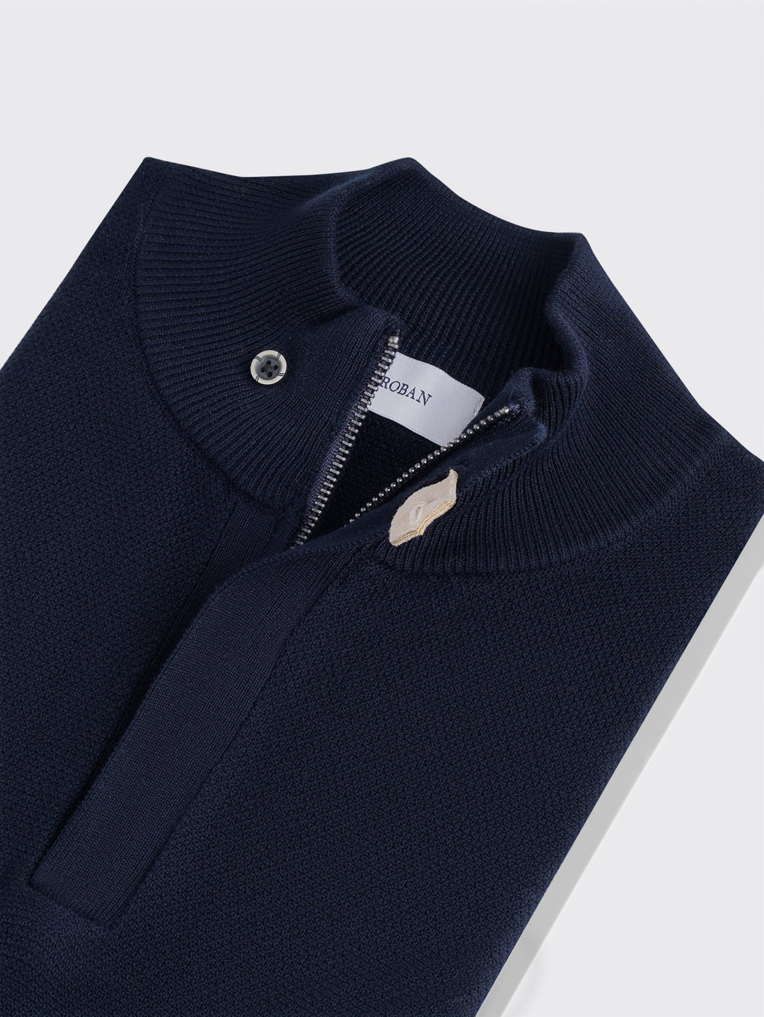 Cotton Ribbed knitted Zip Turtle - neck Pullover - Roban