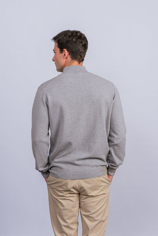 Cotton Ribbed knitted Zip Turtle - neck Pullover - Roban
