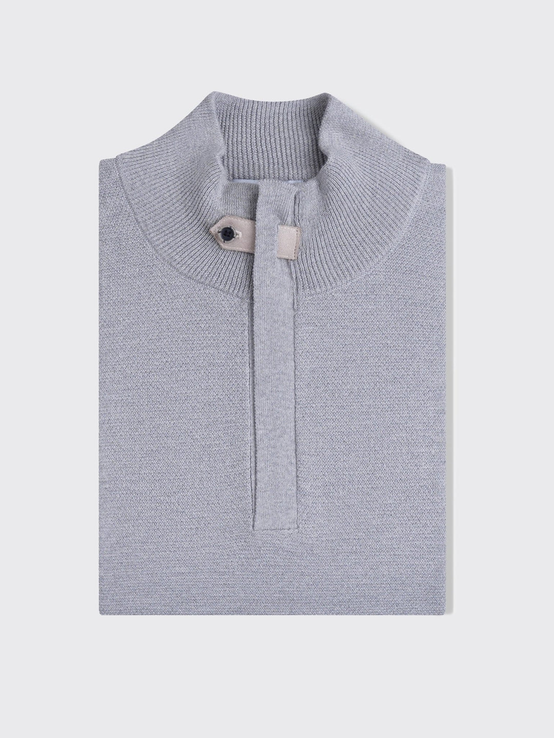 Cotton Ribbed knitted Zip Turtle - neck Pullover - Roban