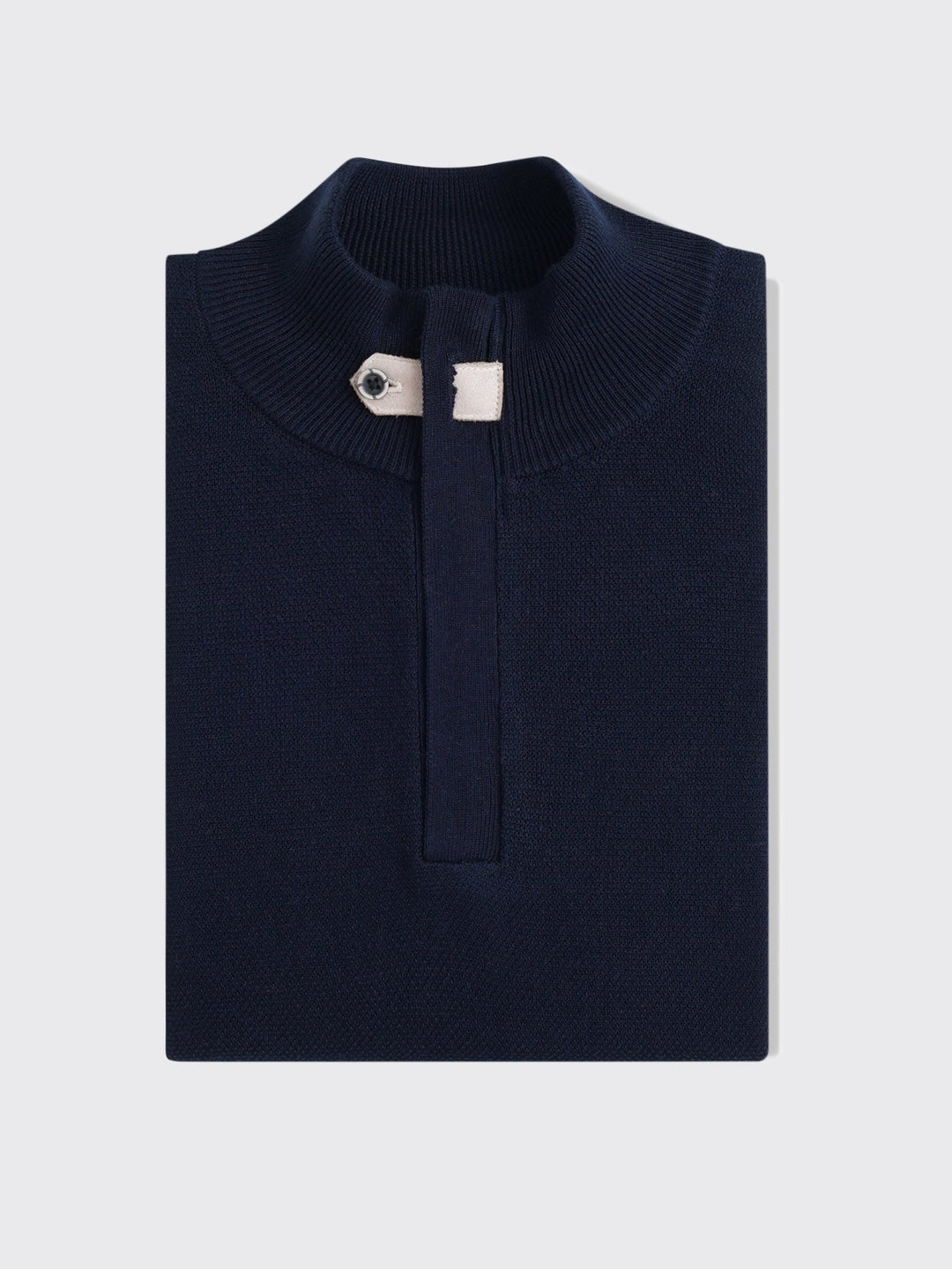 Cotton Ribbed knitted Zip Turtle - neck Pullover - Roban