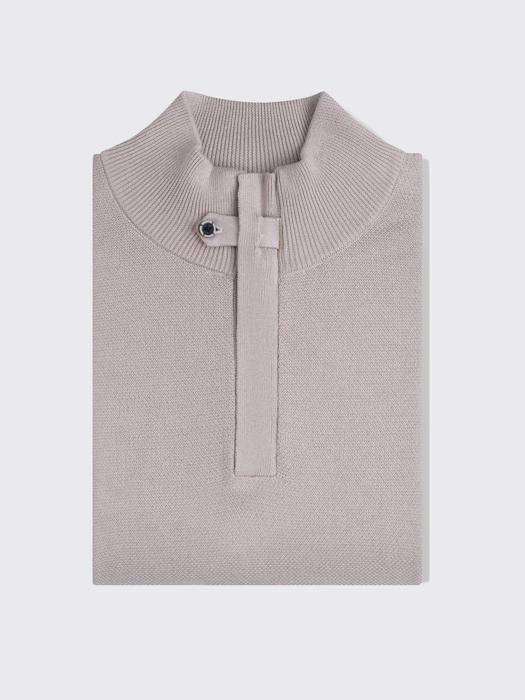 Cotton Ribbed knitted Zip Turtle - neck Pullover - Roban