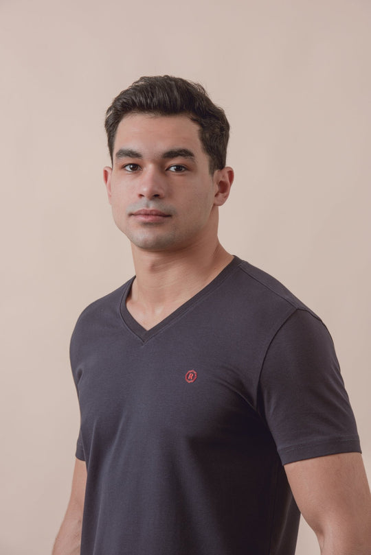 Cotton V - Neck Slim fit T-Shirt - Roban