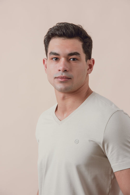 Cotton V - Neck Slim fit T-Shirt - Roban