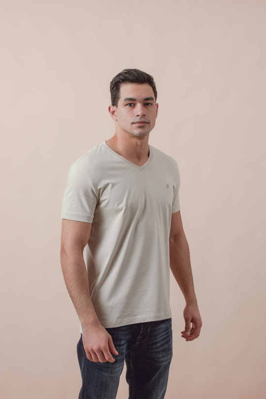 Cotton V - Neck Slim fit T-Shirt - Roban