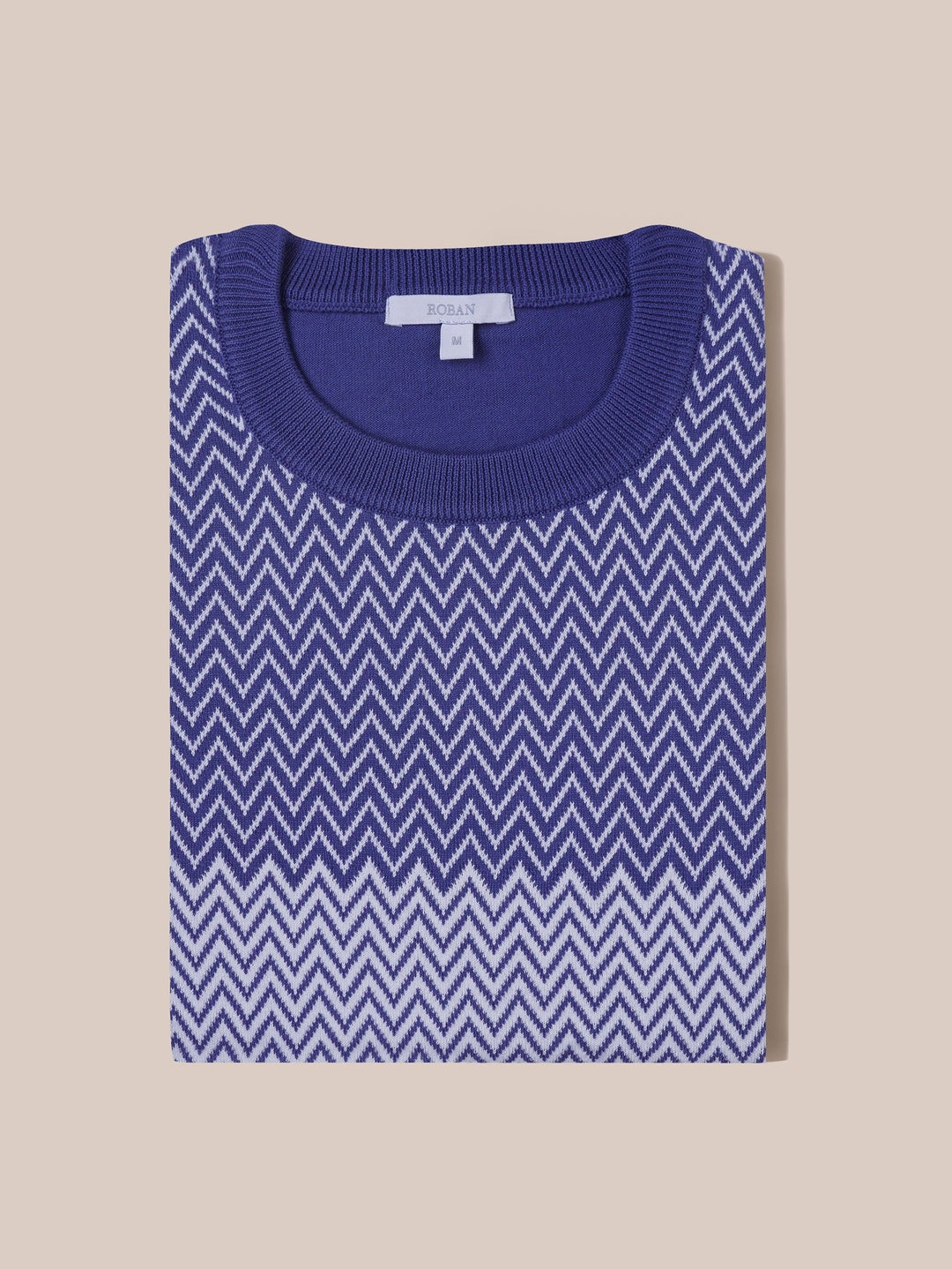 COTTON ZEGZAG STYLE KNITTED CREWNECK T - SHIRT - Roban