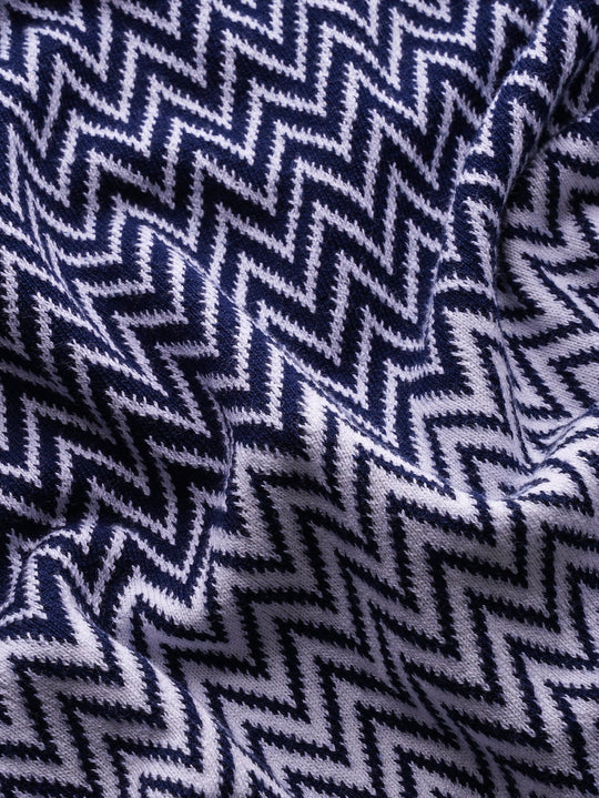 COTTON ZEGZAG STYLE KNITTED CREWNECK T - SHIRT - Roban