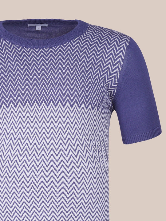 COTTON ZEGZAG STYLE KNITTED CREWNECK T - SHIRT - Roban